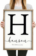 16x24 Framed Family Name Sign Personalized Monogram - Weathered Grey