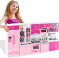 64 PCS Pink Kitchen Toys with Lights and Sounds - Mini Playset