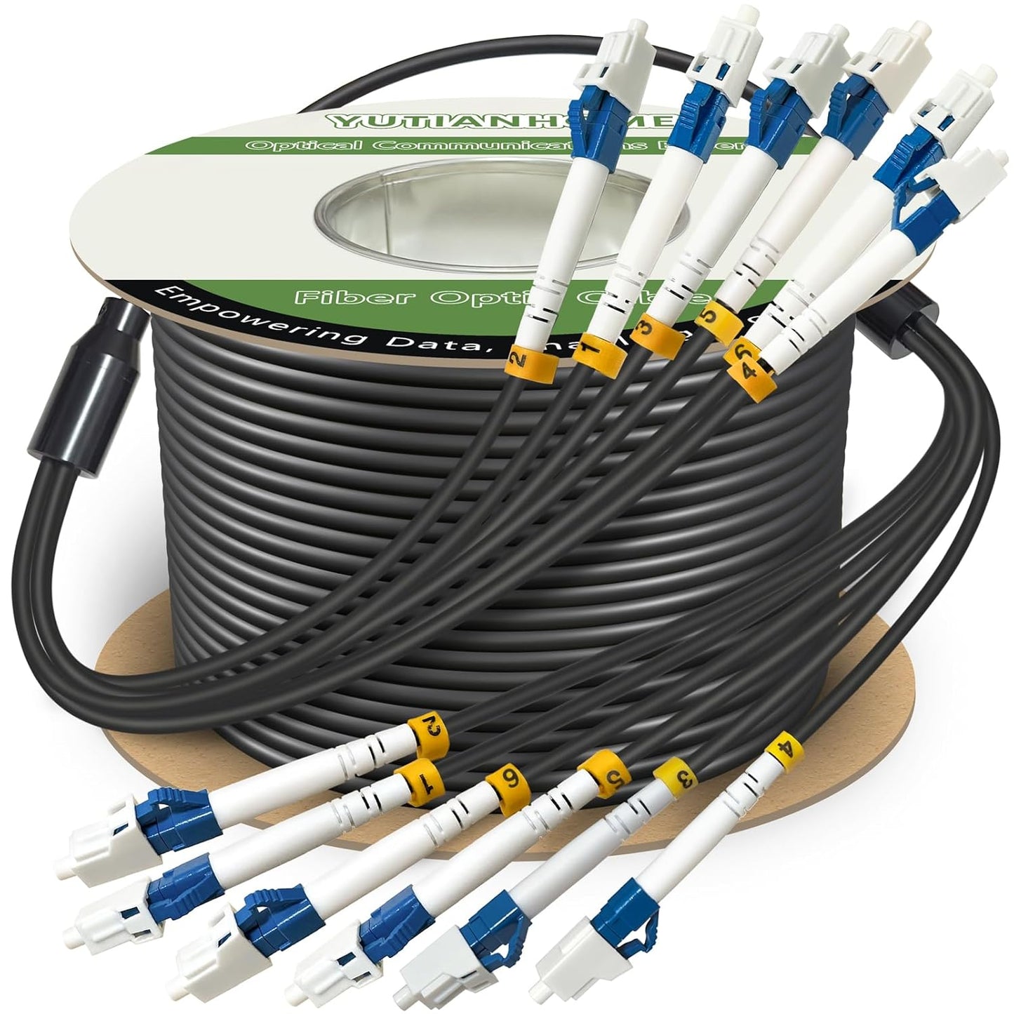 100 Meters 6 Core Industrial TPU LC to LC Outdoor Fiber Optic Cable
