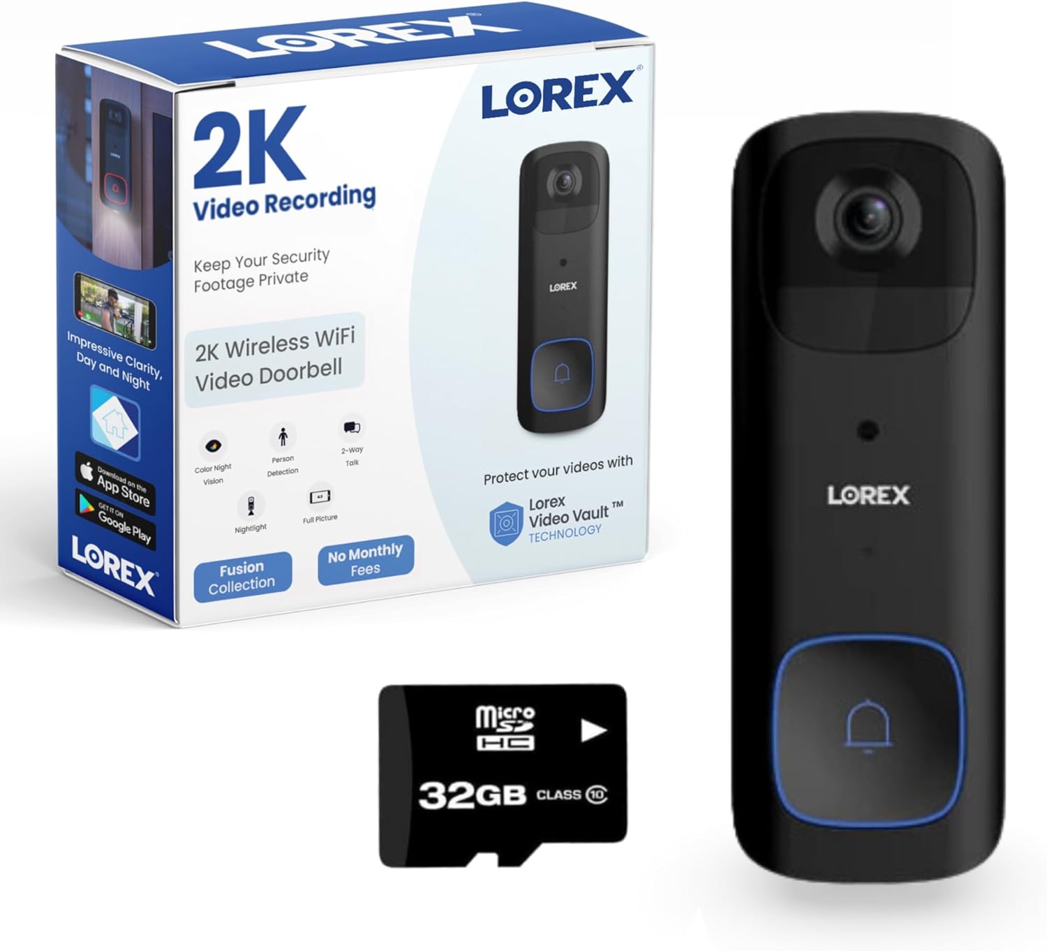 Lorex Smart Video Doorbell Camera: No Fees, Night Vision
