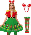 For G and PL Women's Christmas Elf Costume Swing Dress - Festive Fit