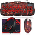 BlueFinger Gaming Keyboard Mouse Headset Combo - Wired 4-in-1 Gaming