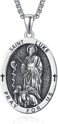 925 Sterling Silver Patron Saint Medals Amulet Necklace for Men