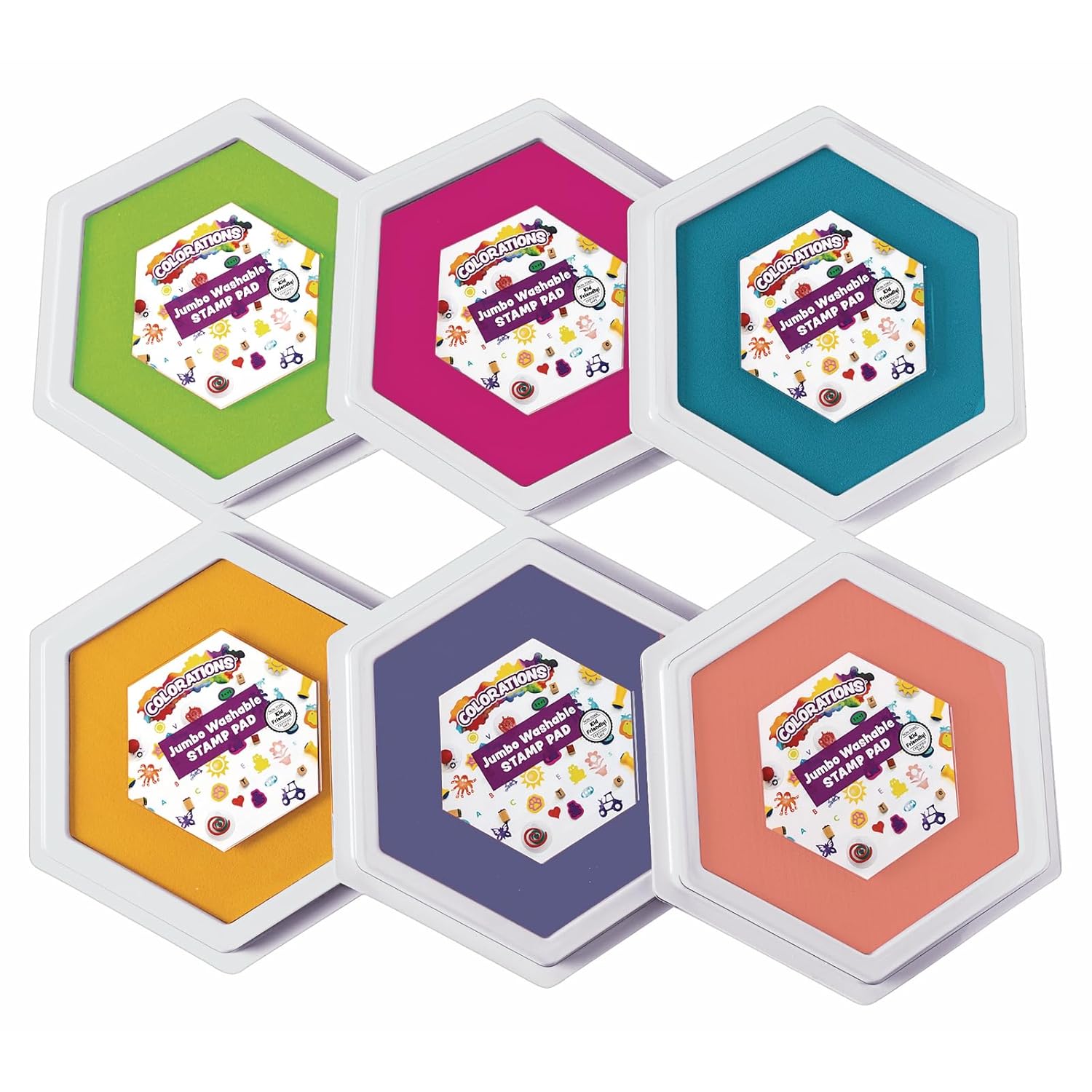 Colorations Jumbo Washable Stamp Pads for Creative Kids Fun