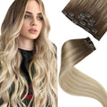 Clip in Hair Extensions Blonde Ombre 18in - Silky Straight 5pcs