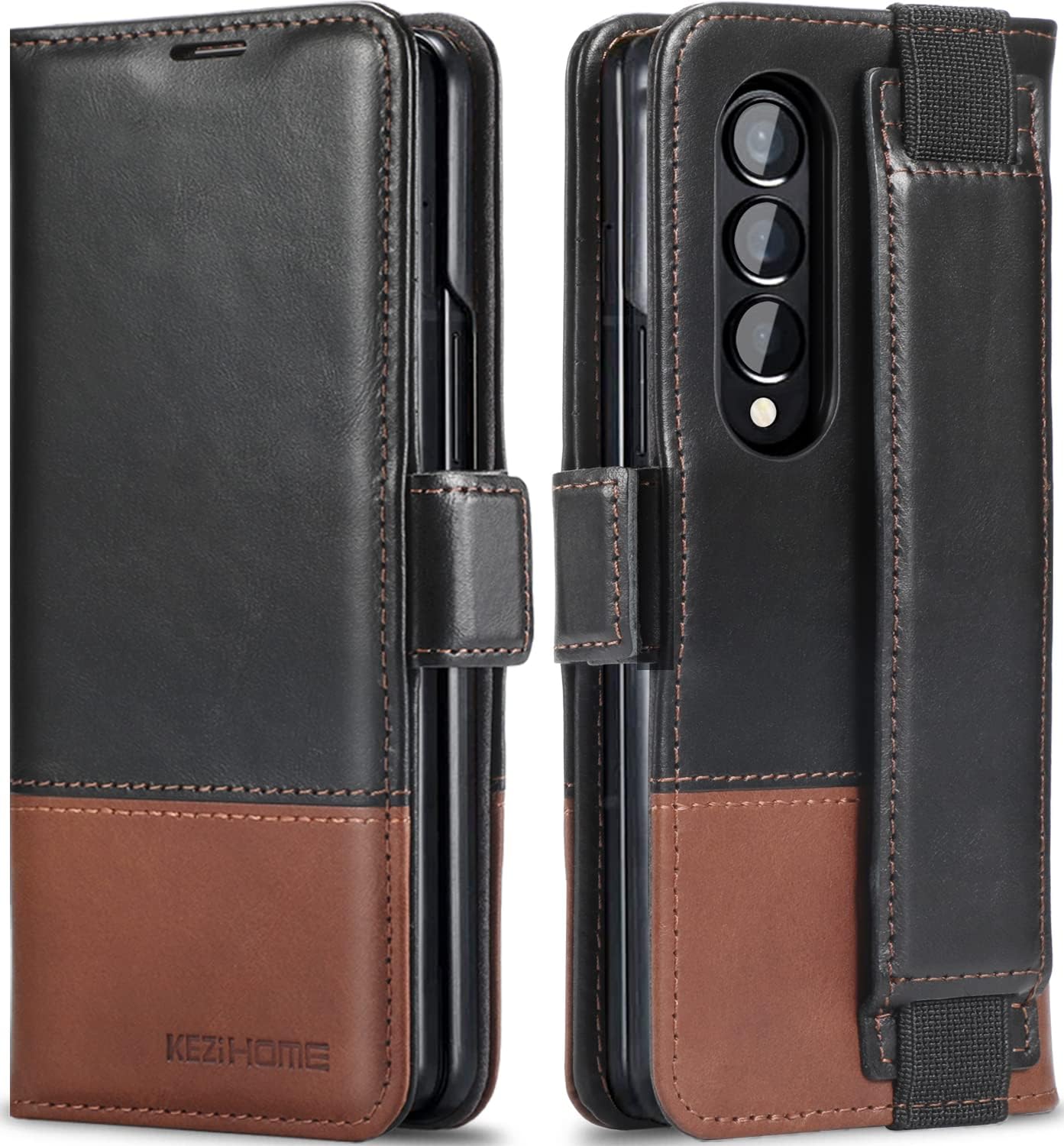 KEZiHOME Genuine Leather Wallet Case for Samsung Z Fold 4