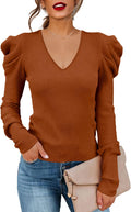 Puff Sleeve Knit Blouse for Women by Amarmia - Stylish Sweater