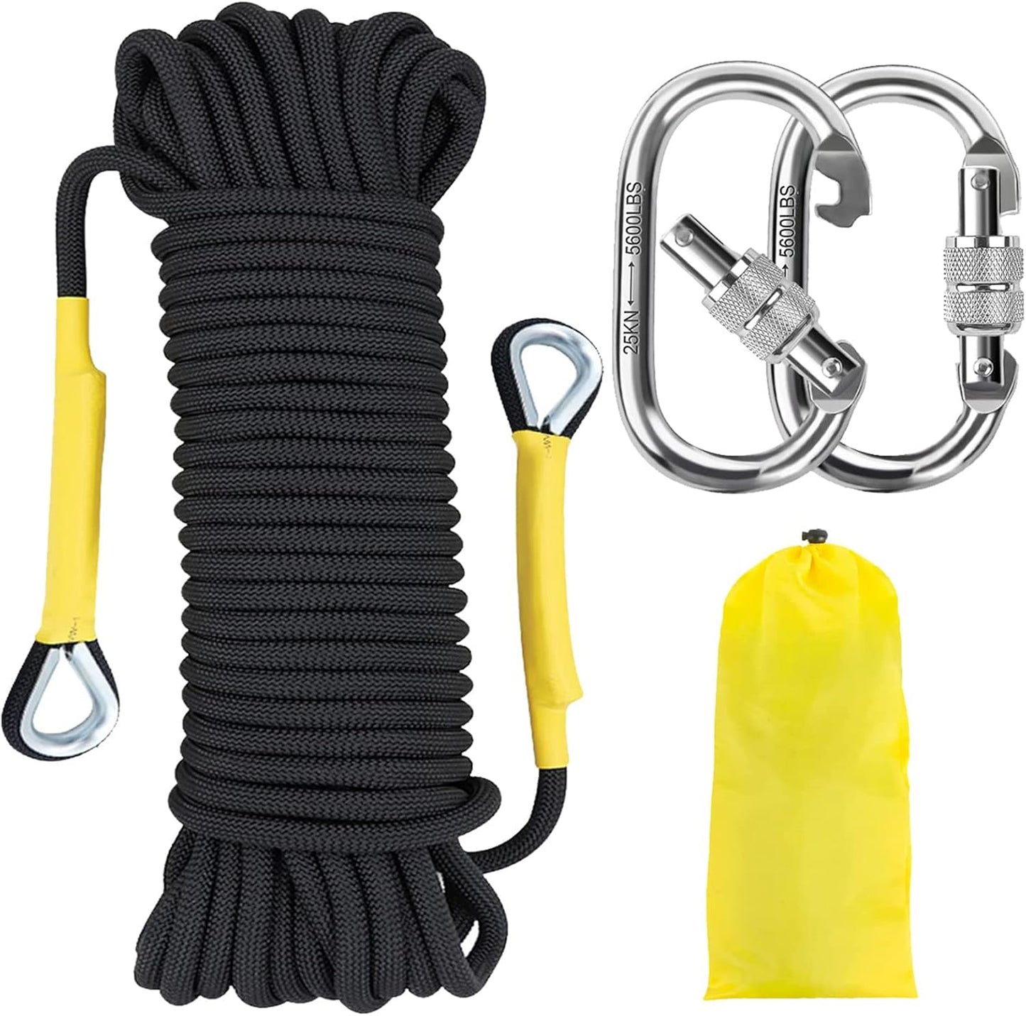 NTR 8MM Static Rock Climbing Rope with Steel Hooks for Safety