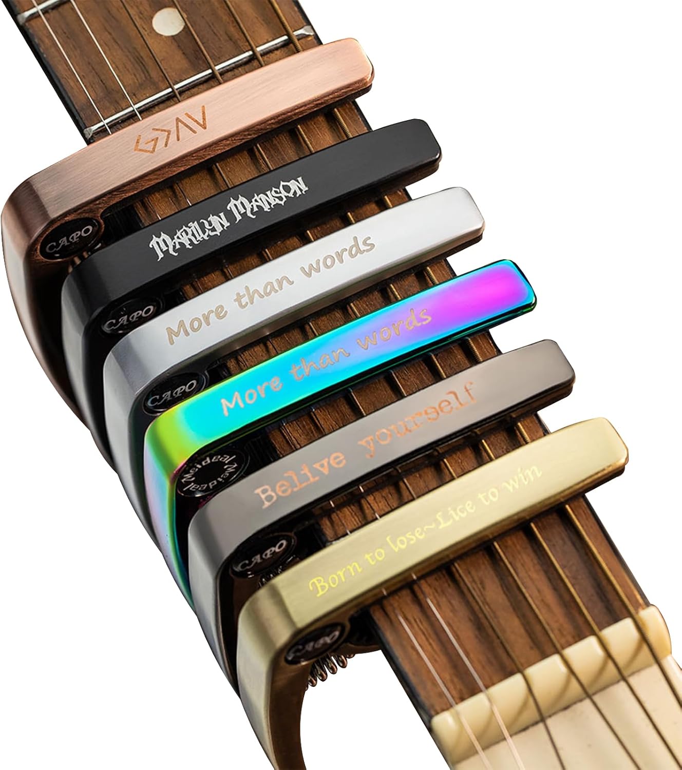 Personalized Guitar Capo - Custom Text, Perfect Gift for Guitar Lovers - 6 Colors