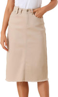 High Waist Women's Midi Denim Skirt - Casual A Line Jean