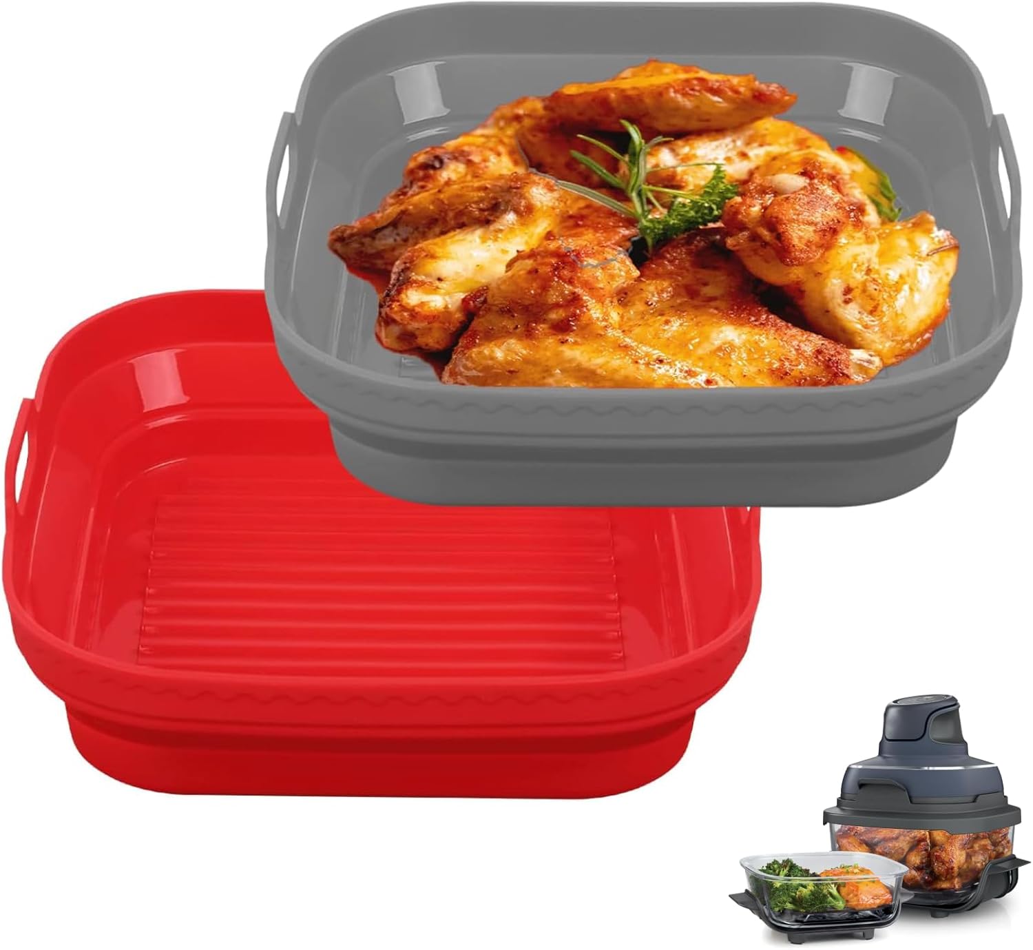 Non-Stick Silicone Liner Set for Crispy Air Fryer Results!