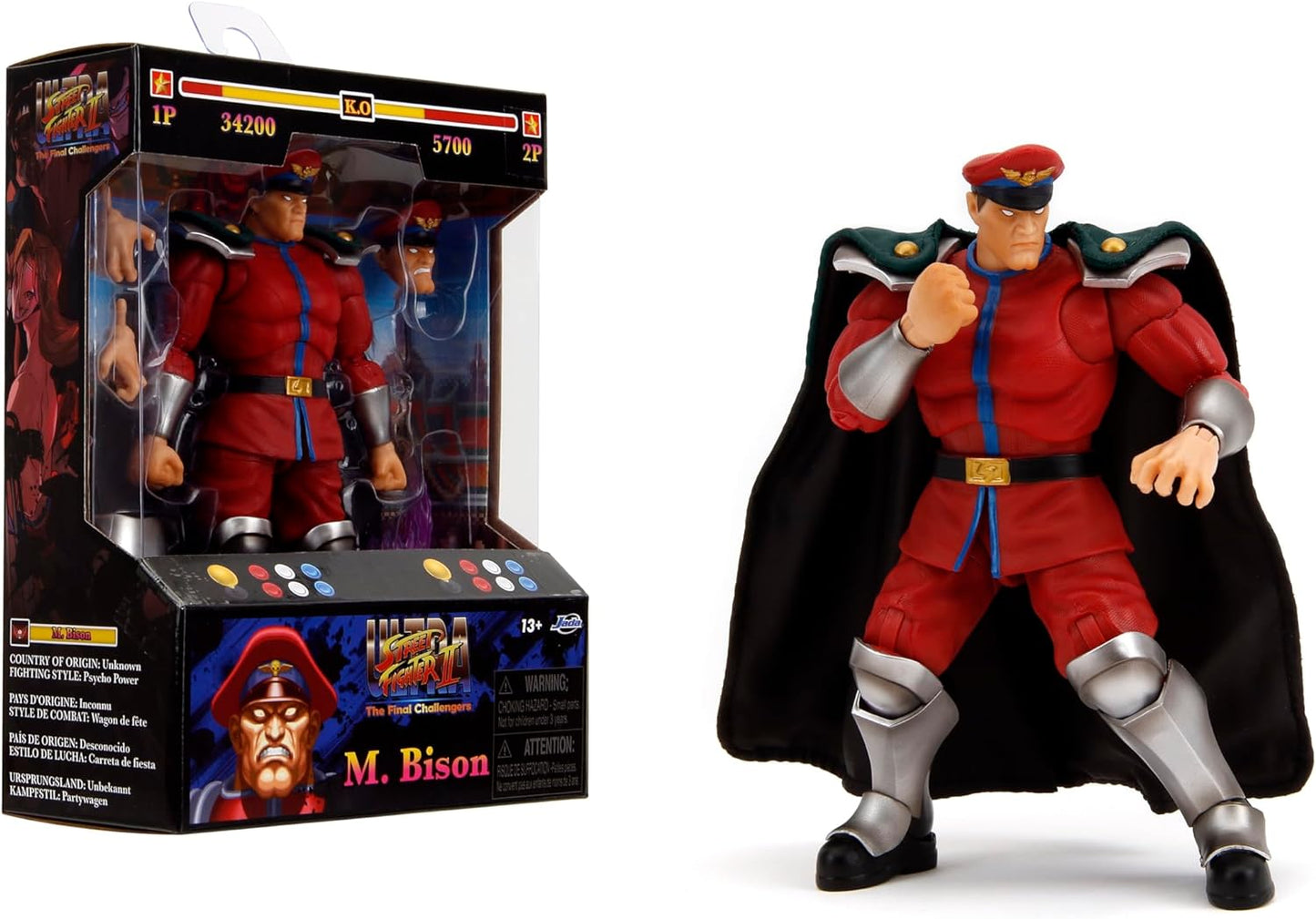 Jada Toys Street Fighter II M. Bison Figure - 1:12 Scale, 6 Tall with Interchangeable Parts!