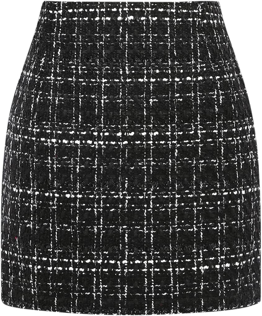 Womens High Waist Plaid Skirt Bodycon Pencil Wool Mini Skirts