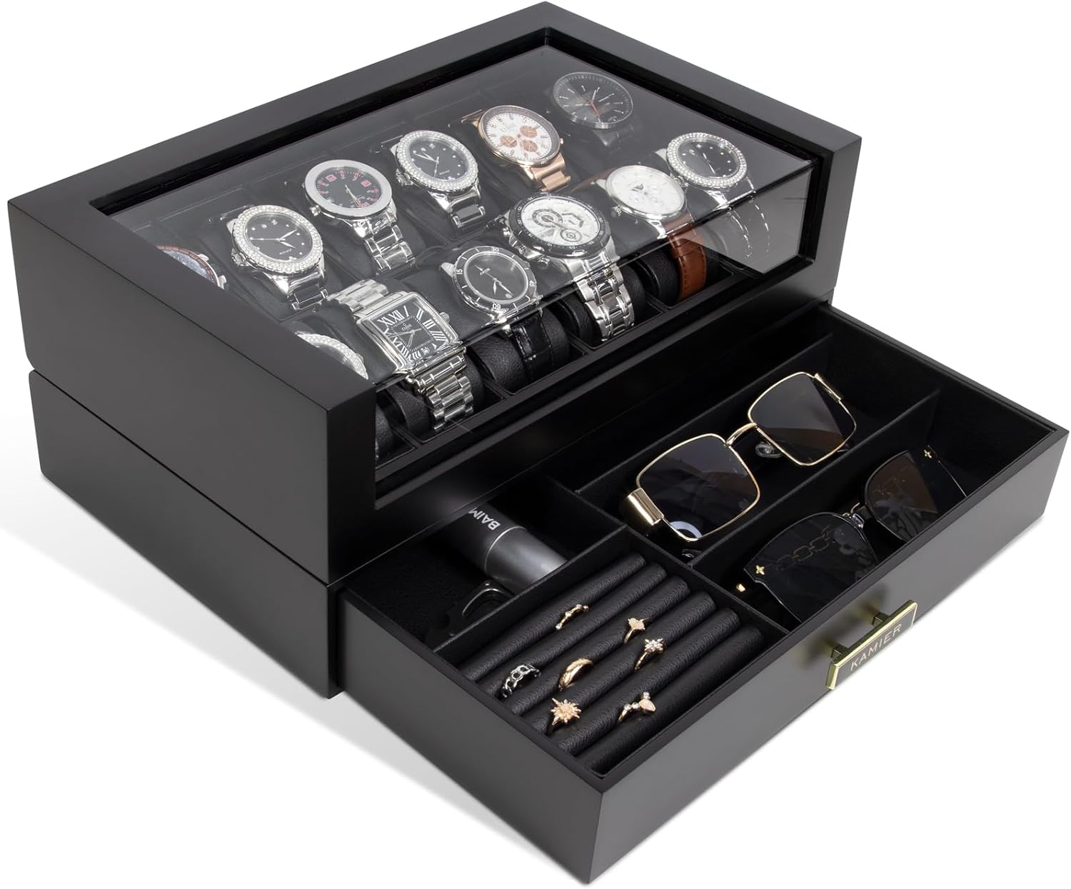 Premium 12-Slot Watch Box with Drawer & Glass Lid - Ultimate Gift Solution