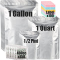 100pcs Mylar Bags for Food Storage with Oxygen Absorbers - Thick 10