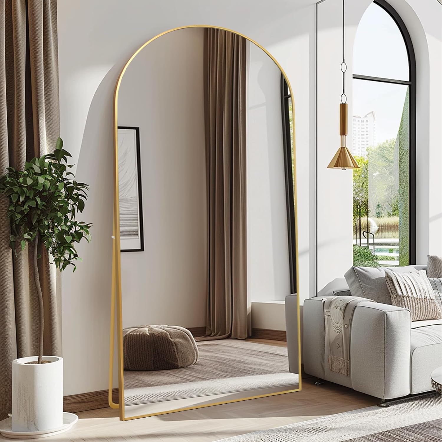 Large Arch Full Length Mirror with Stand for Any Space