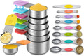 Stainless Steel Magnetic Measuring Cups and Spoons Set - 8 Cups + 7