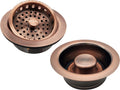 Large Post Style Kitchen Basket Strainer with Stopper - Antique Copper