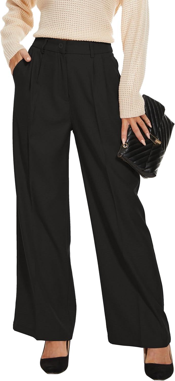 Wide Leg Pants for Women - High Elastic Waist Business Trousers