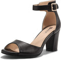 IDIFU Candie-MI Peep Toe Low Block Heels Sandals - Comfortable 3in