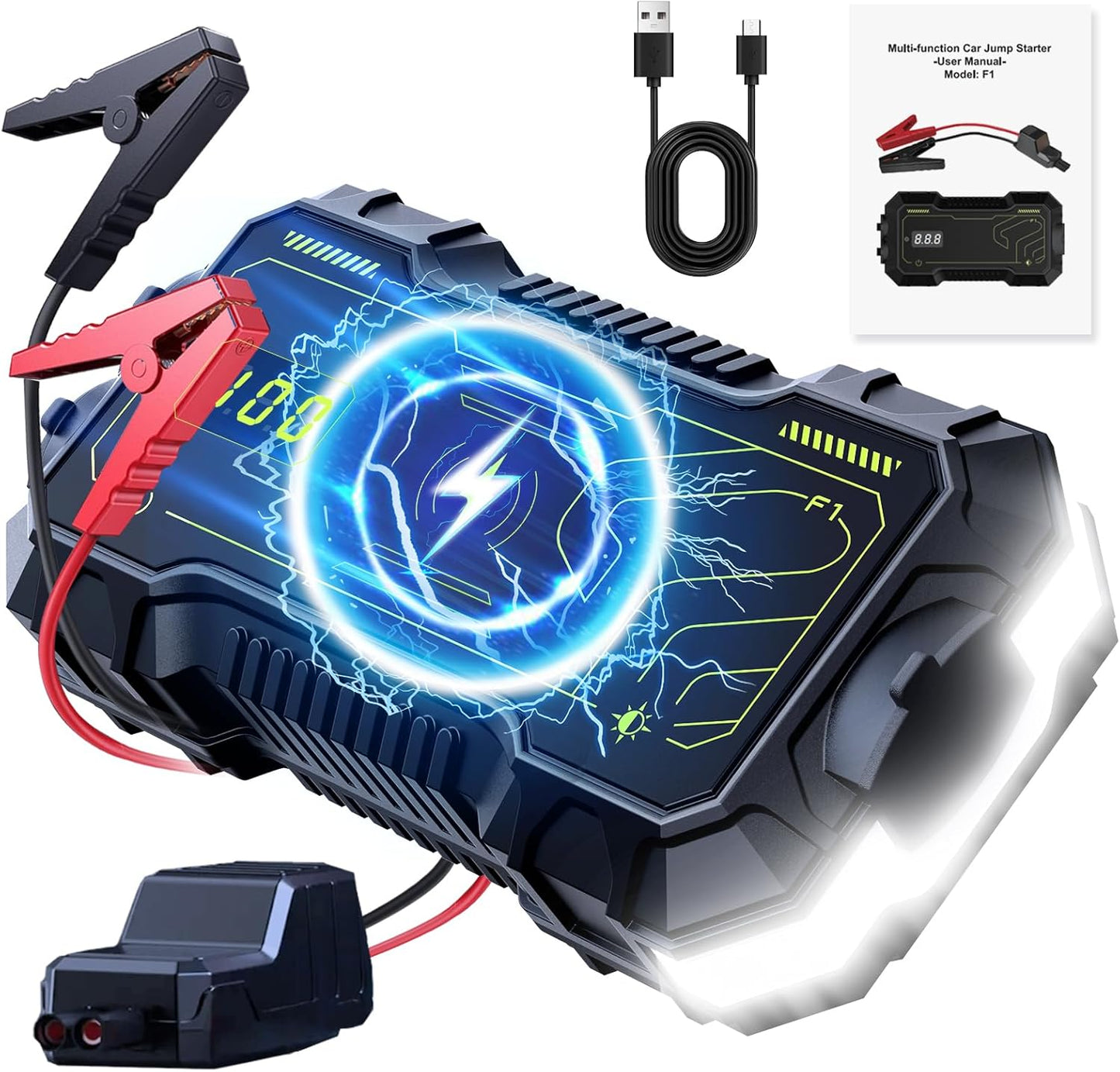 POWERFAR Jump Starter: Portable, Wireless Charging