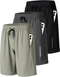 Mens Athletic Gym Workout Shorts Lightweight Quick Dry - Zipper are