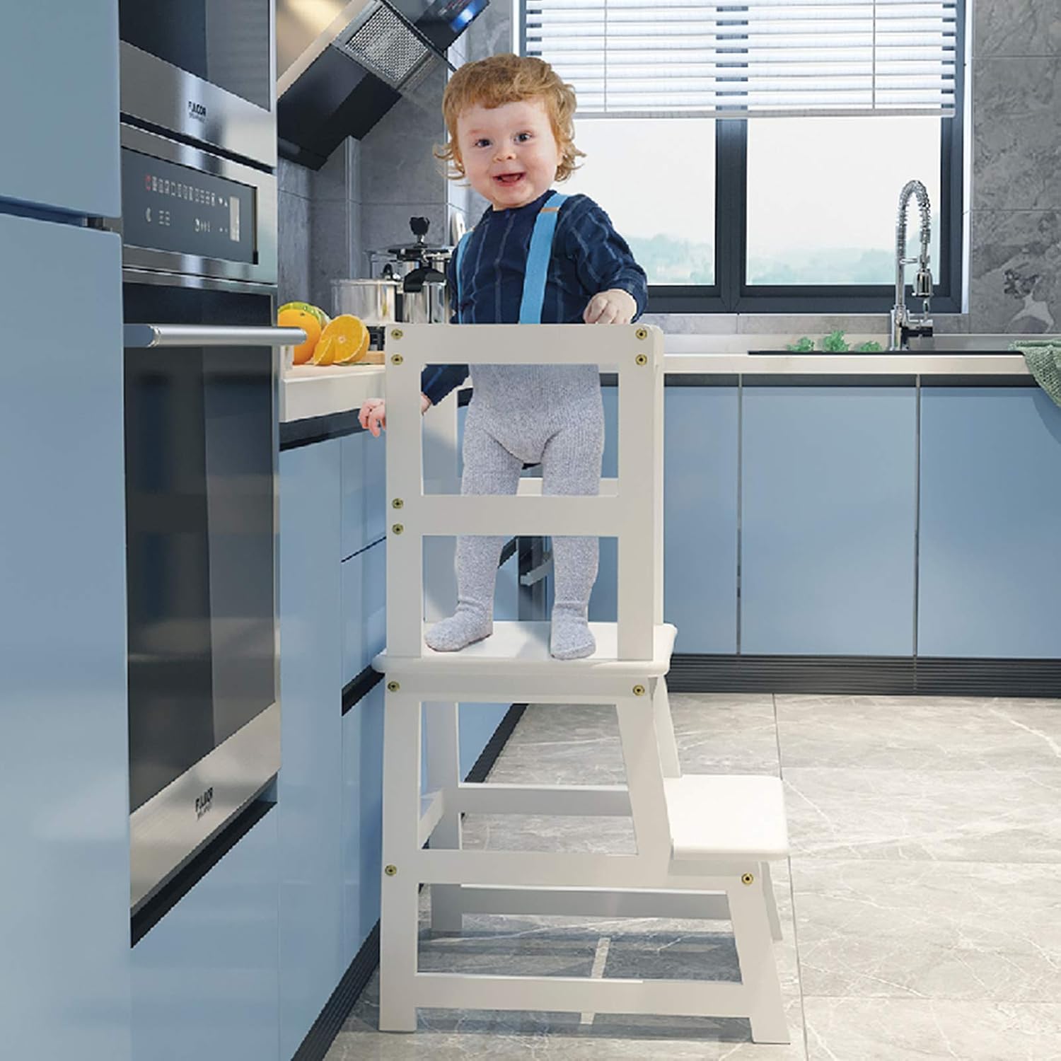 Kitchen Step Stool for Kids with Safety Rail - Durable Design