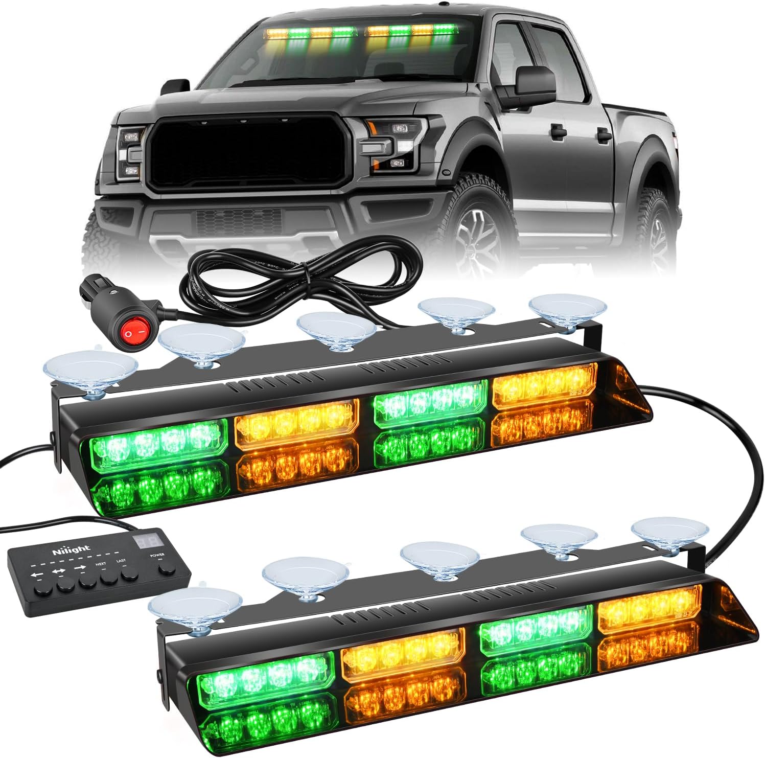 Nilight 32LED Emergency Dash Strobe Lights for Vehicles