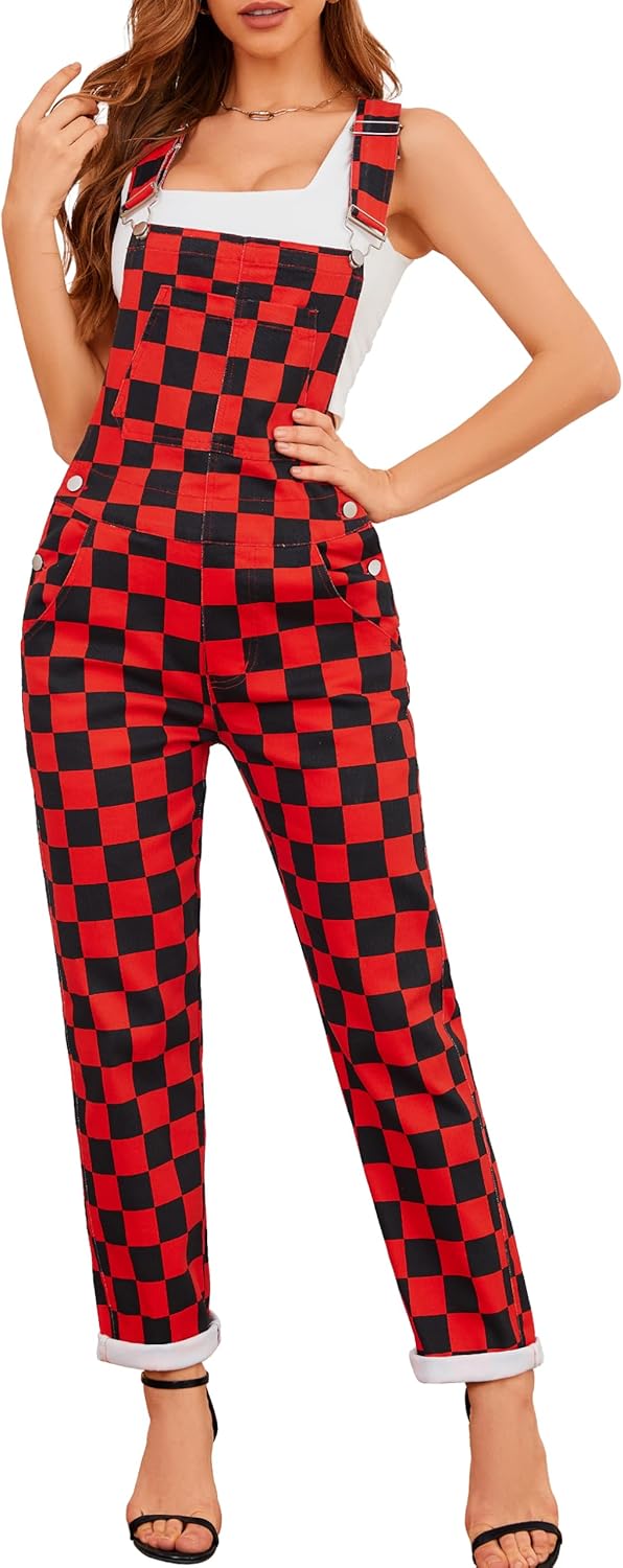 Stylish Checkered Pants Womens Overalls for Trendy Fashion