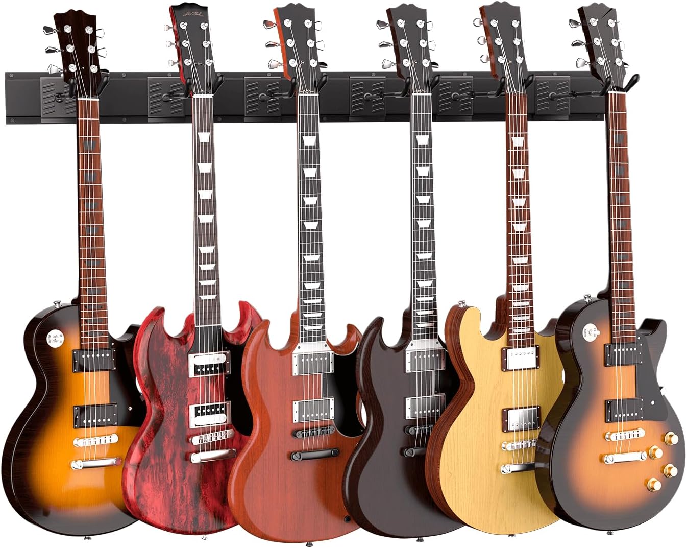 Guitar Wall Mount with Adjustable Hangers for 6 Guitars