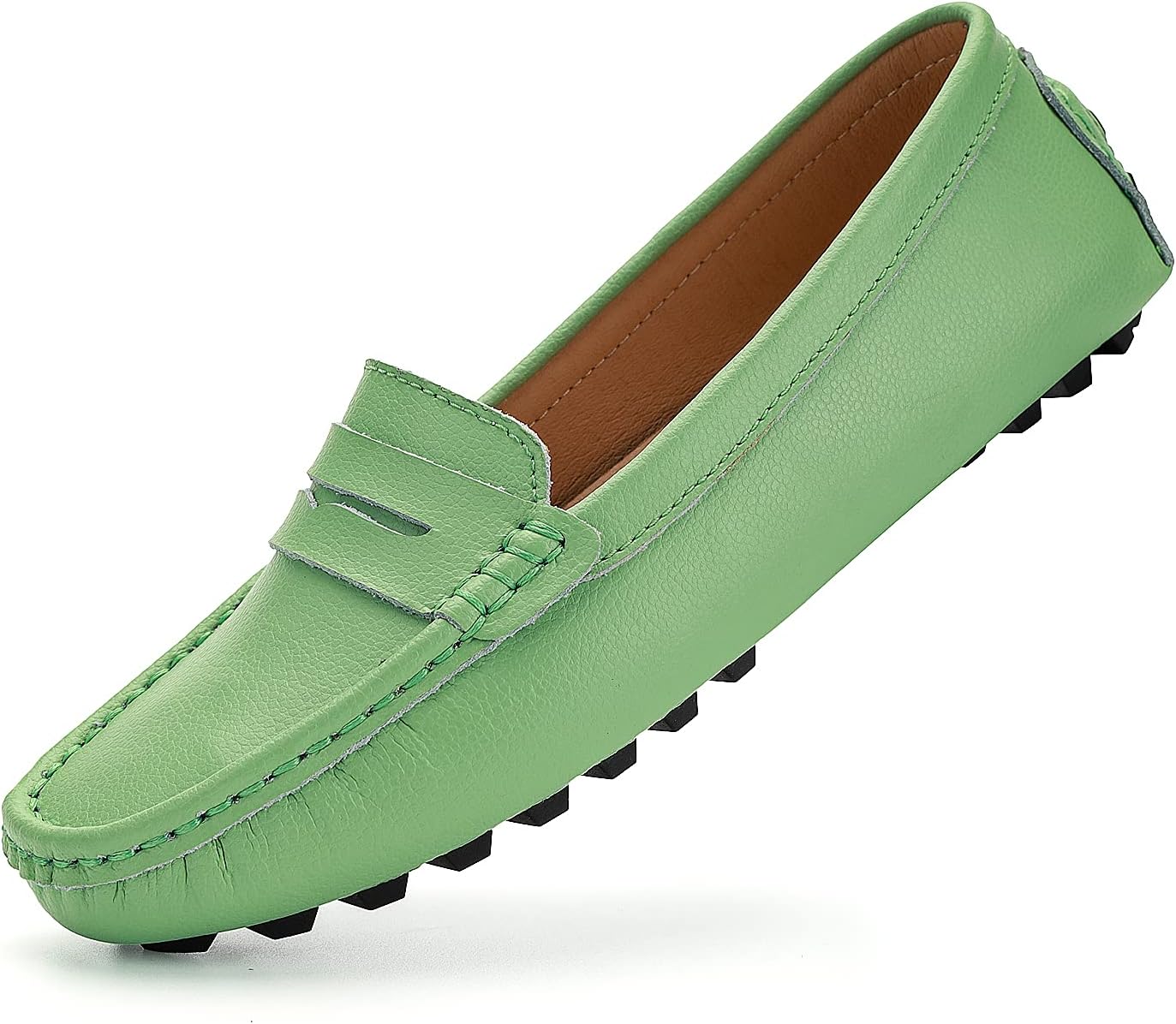 BEAUSEEN Women's Genuine Leather Penny Loafers for Comfort