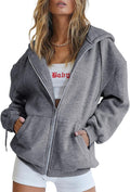 EFAN Women's Drawstring Zip Up Cute Hoodies Fall Jacket - Oversized