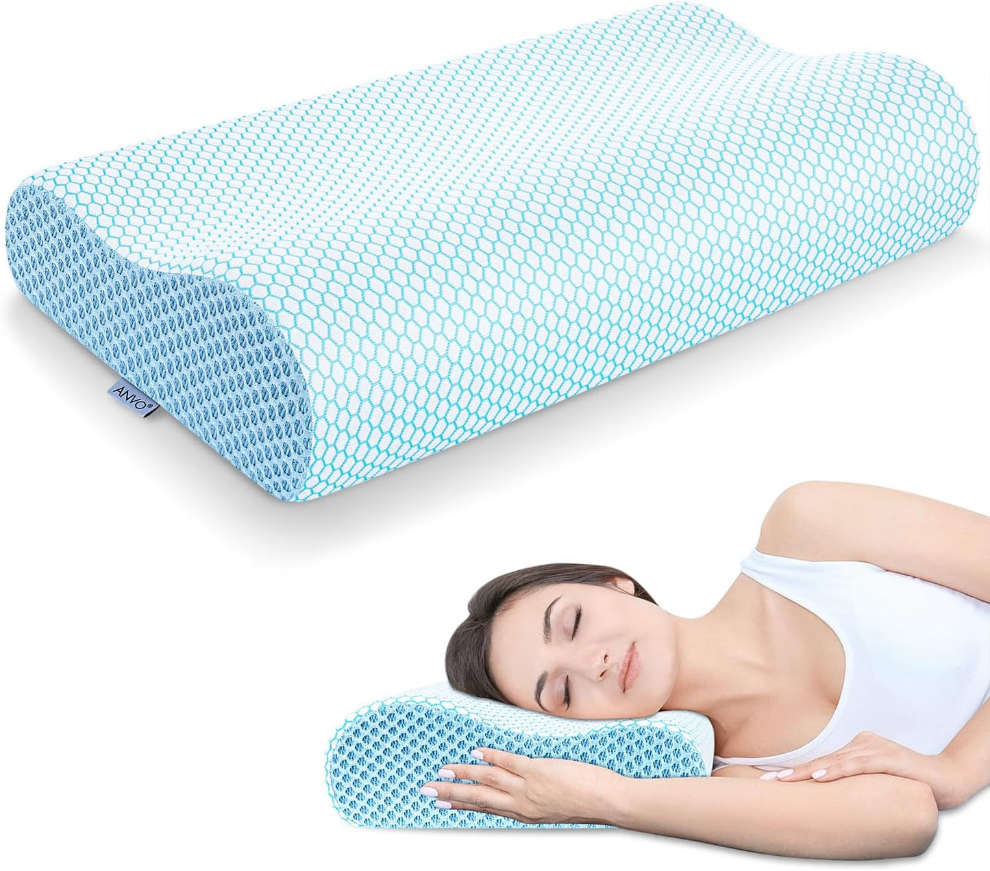 Anvo Memory Foam Pillow for Neck Pain Relief and Comfort