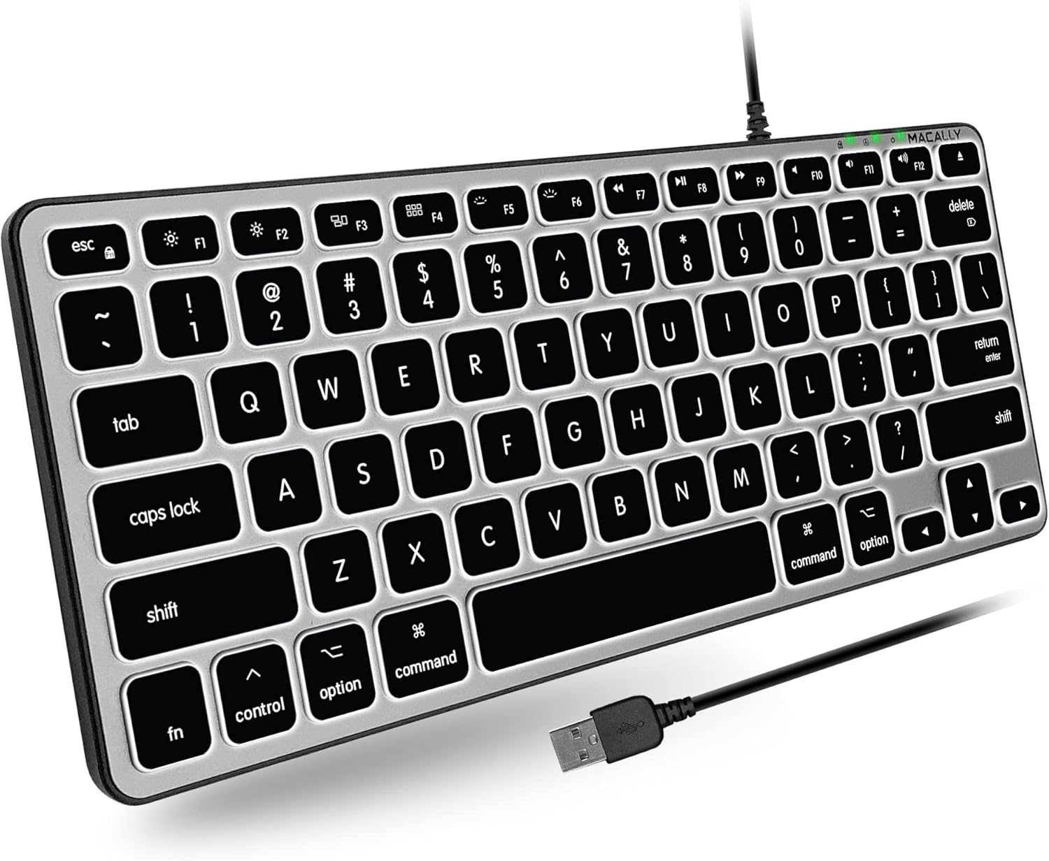Macally Backlit Wired Keyboard | Compact & Comfortable Typing