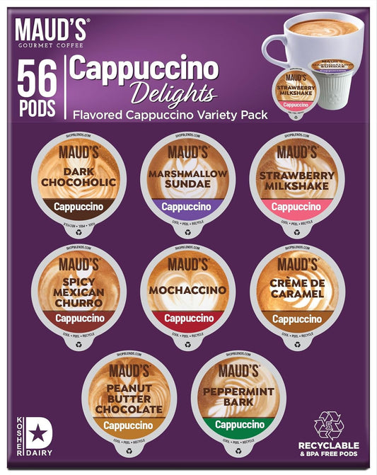 Maud's 8 Cappuccino Delight Pods - Solar Energy, Keurig Compatible