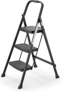 Rubbermaid 3-Step Steel Ladder Folding Step Stool - Stable, Portable