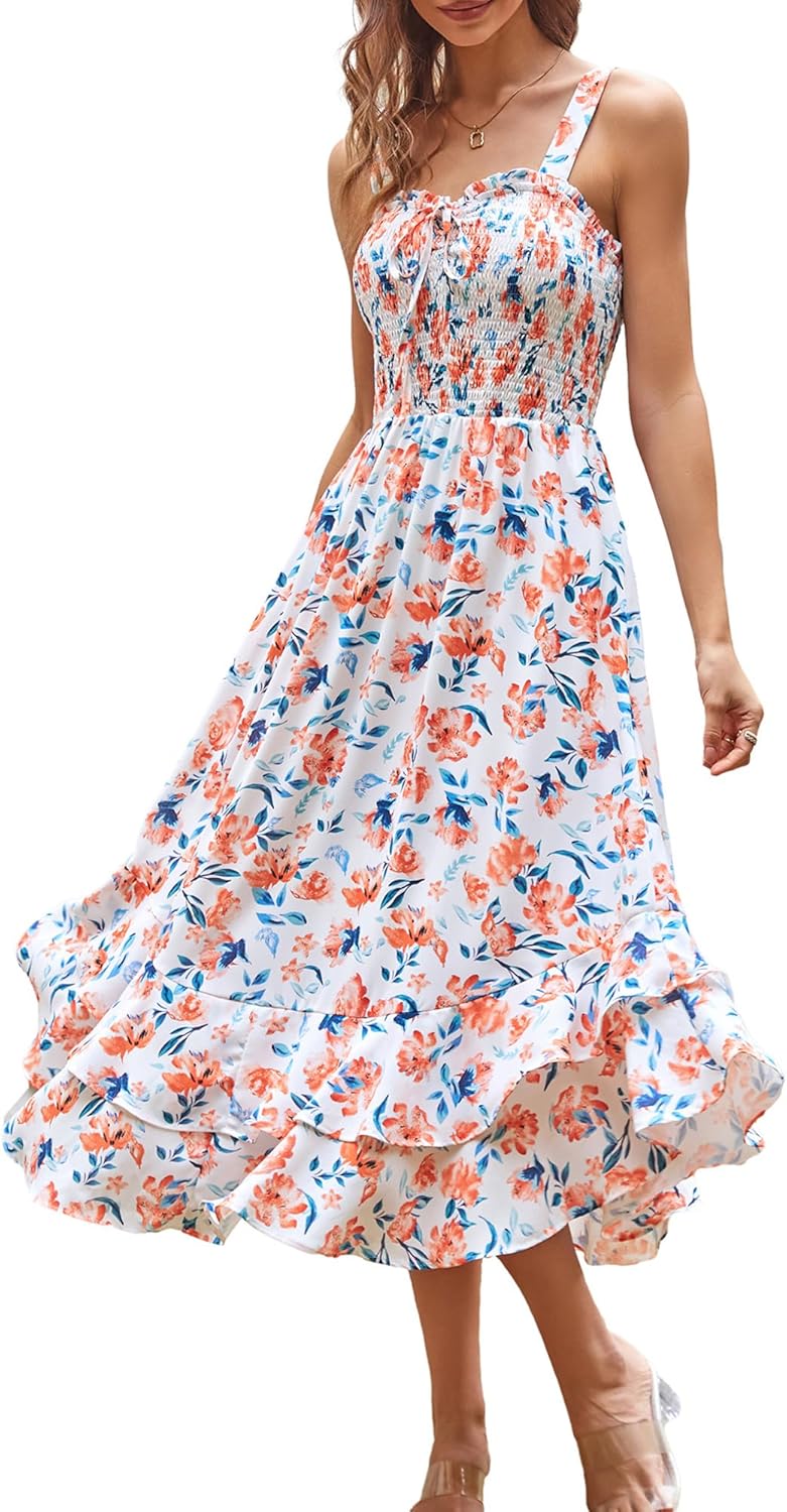 Floral Boho Dress for Women - Summer Maxi Sundress Style