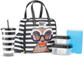Insulated Lunch Bag for Women B&W Glam Cat - Includes Tumbler
