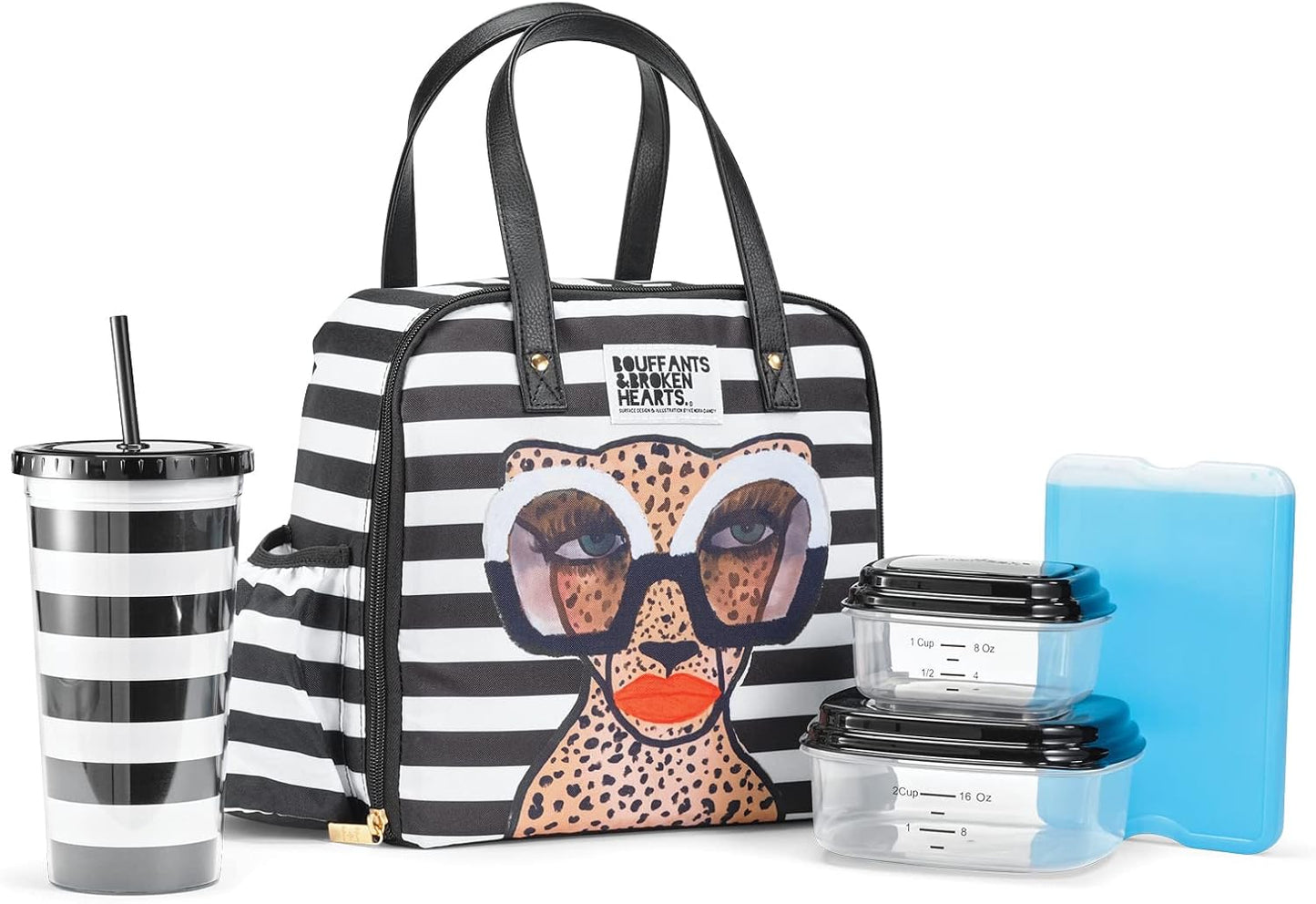 Insulated Womens Lunch Bag For Work With Tumbler & Containers