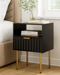 Nightstand Modern Bedside Table with Gold Frame - Compact Stylish