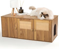 Wooden Cat Litter Box Enclosure with Storage Compartment