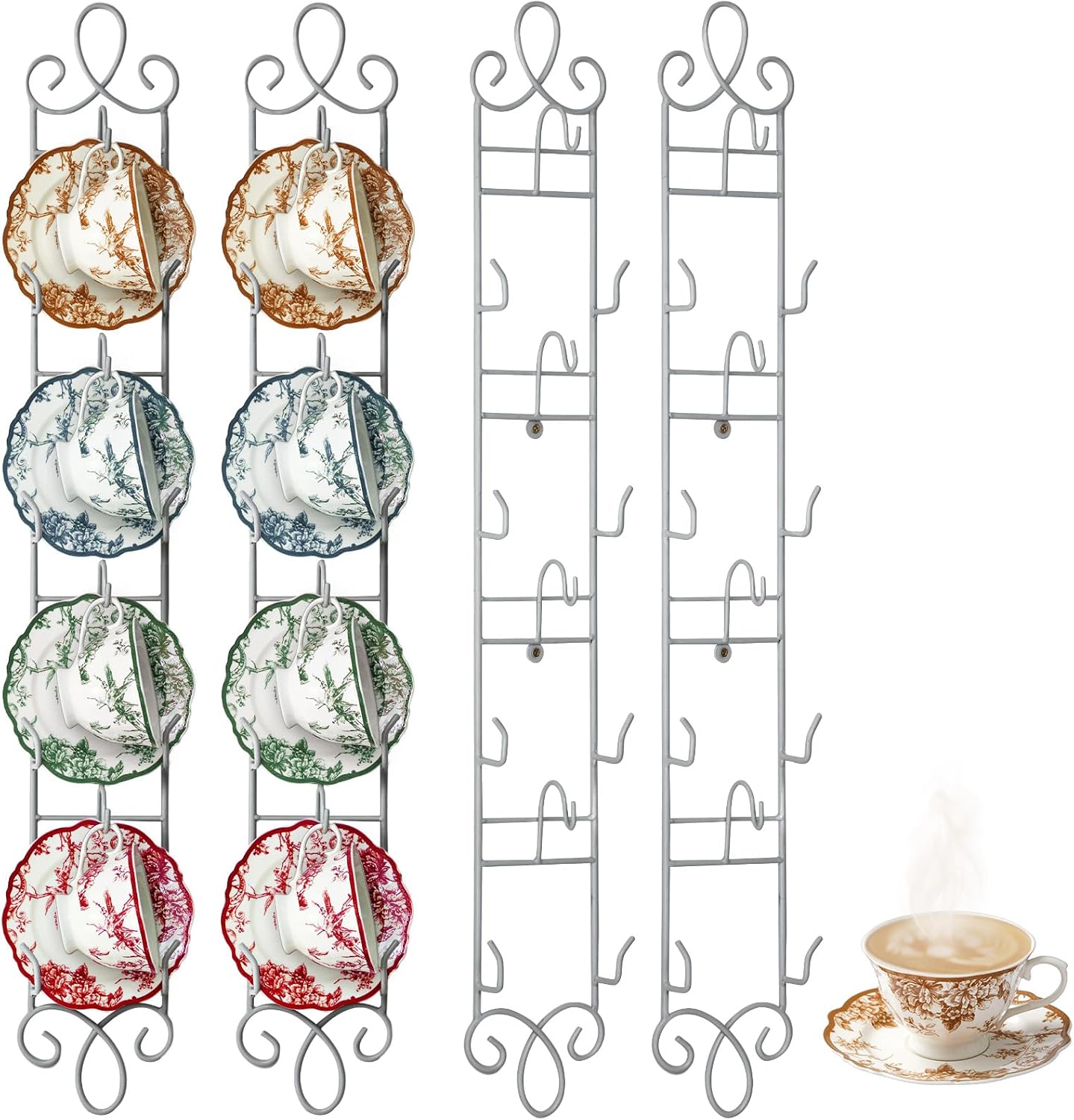 Sturdy 4 Tier Tea Cup and Saucer Display Stand for Home Use