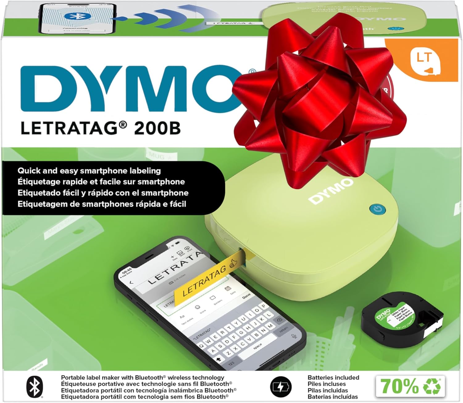 DYMO LetraTag 200B Bluetooth Label Maker in Pistachio Yellow