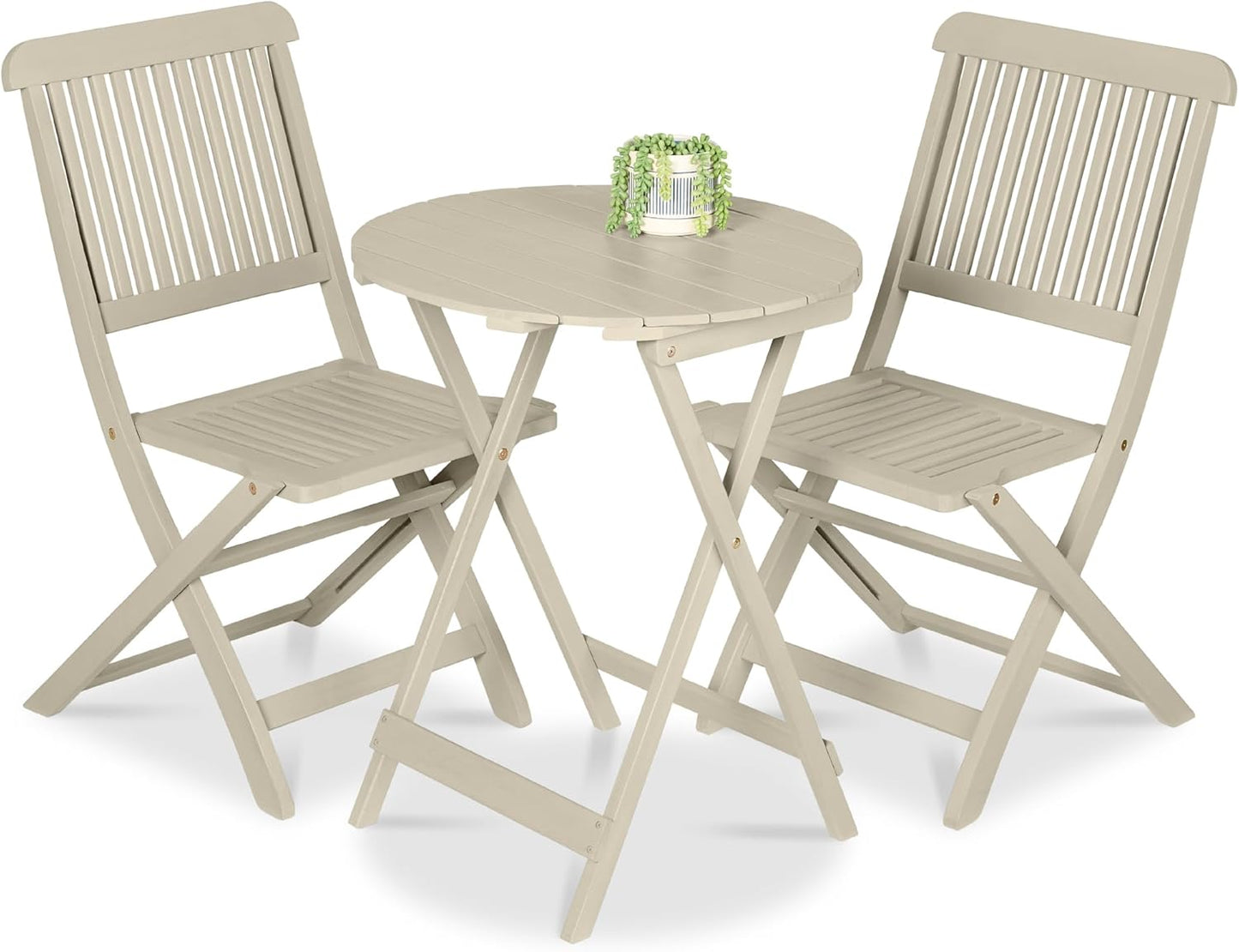 Best Choice Products 3-Piece Acacia Wood Bistro Set for Outdoors