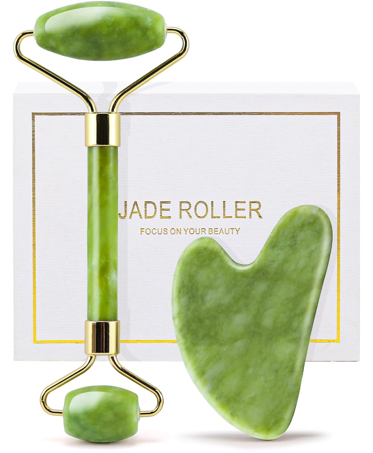 Genuine Jade Roller & Gua Sha Set - Cooling & Firming for Sculpted Skin