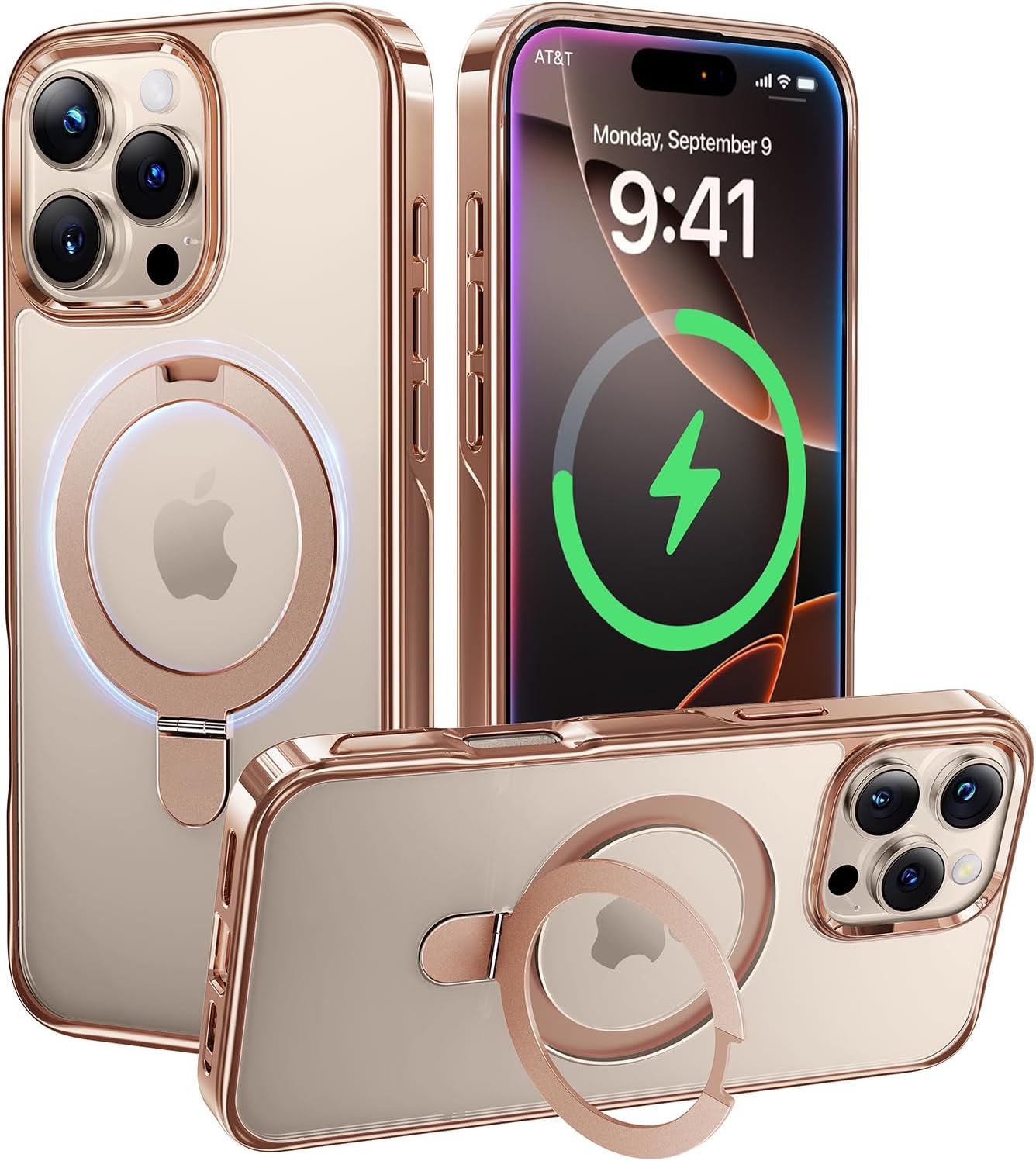 Alphex Desert Titanium Magnetic iPhone 16 Pro Case with Stand