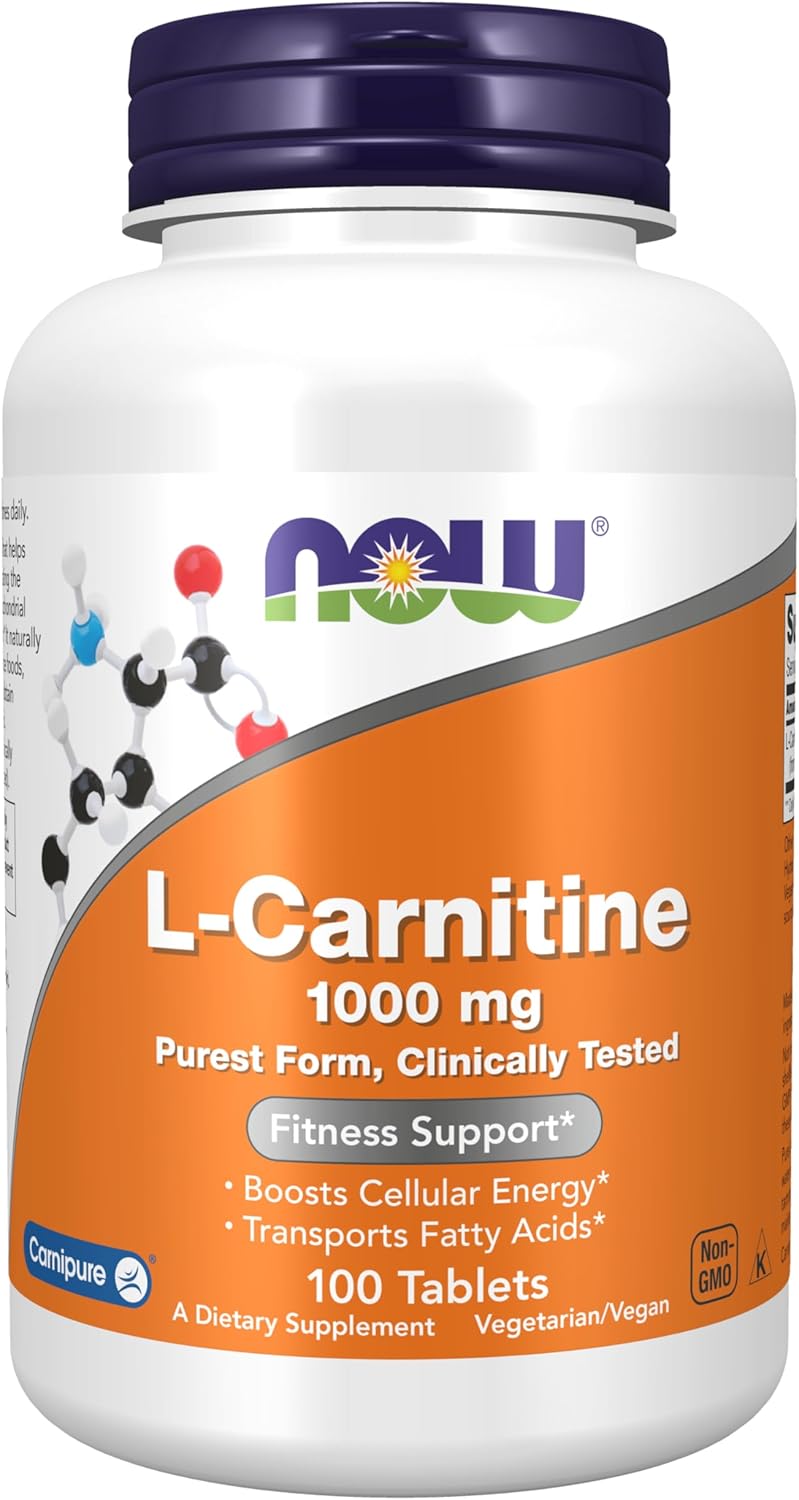 NOW L-Carnitine 1,000 mg Tablets for Fitness Support and Energy
