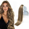 Sunny Hair Tape in Extensions for Women Dark Brown Highlight Caramel