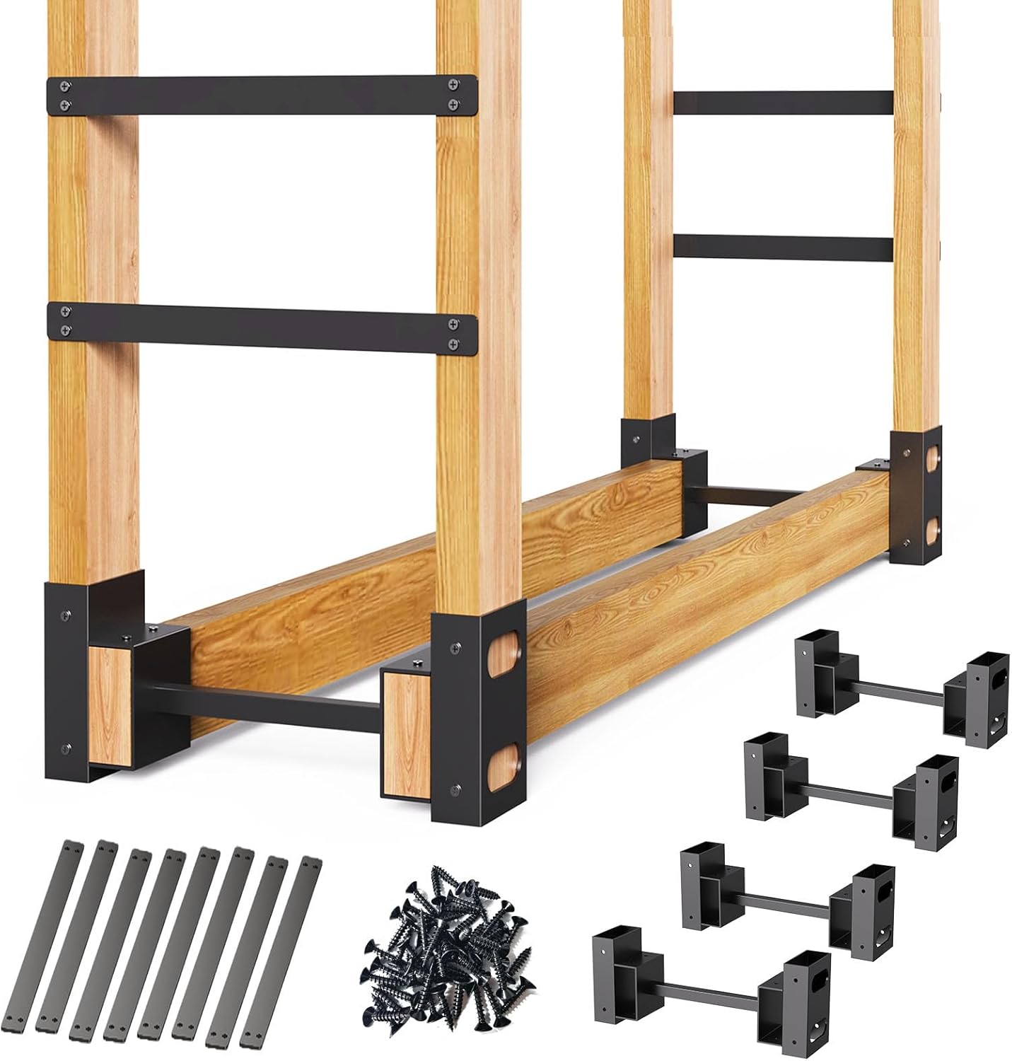 Adjustable Length Firewood Rack for Outdoor and Indoor Use