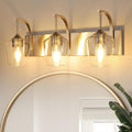 3-Light Brushed Nickel Bathroom Light Fixture With Clear Glass Shade